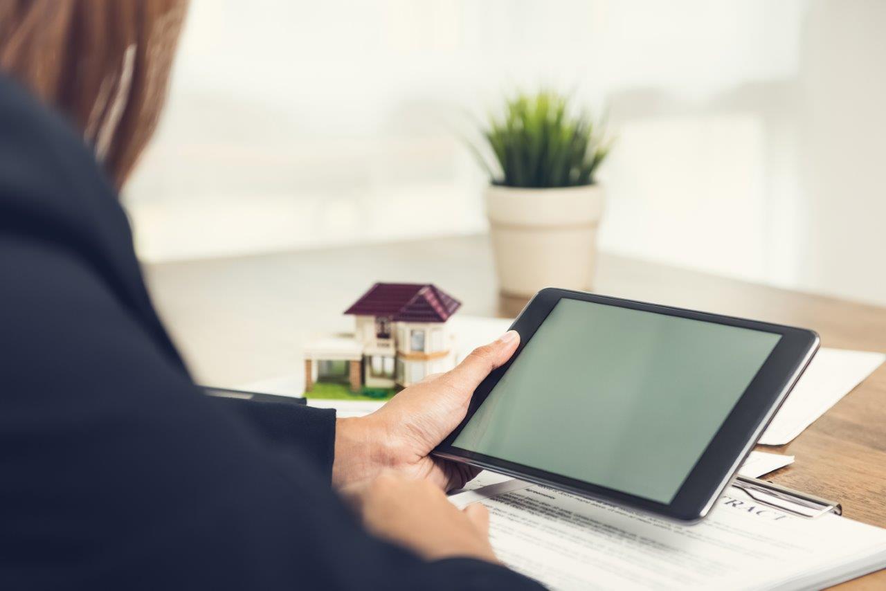 woman using tablet