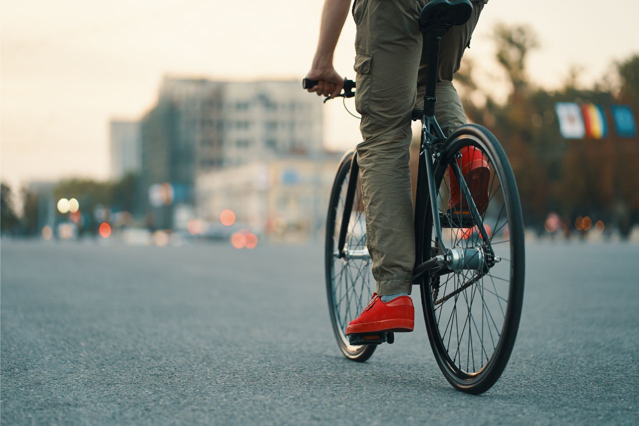 A man riding a bike